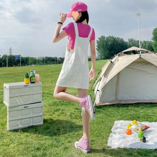 奶系牛仔背帶裙夏季女2025新款薄款設計感小衆寬松可愛小個子顯瘦