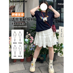白色蓬蓬a字短裙女春夏大碼胖mm芭蕾風蛋糕裙高腰小個子遮胯裙子
