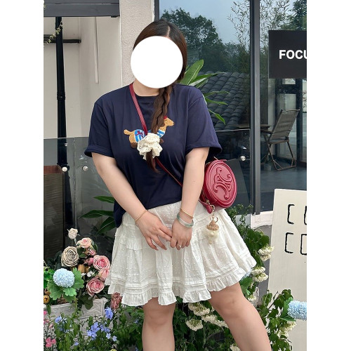 白色蓬蓬a字短裙女春夏大碼胖mm芭蕾風蛋糕裙高腰小個子遮胯裙子