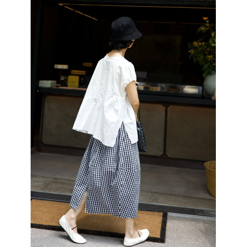 TT設計師【塞納花房】春夏休閒繭型直筒裙格子半身裙子女2025新款