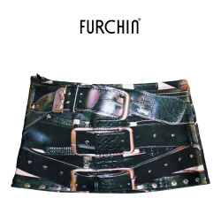 Furchin SS2025 印花彈力帶打底褲小衆美式辣妹低腰超短裙A字裙