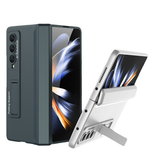 適用三星fold4手機殼磁吸轉軸全包fold5摺疊螢幕純色支架防摔保護套
