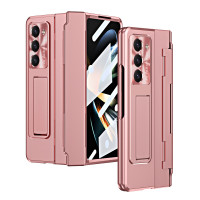 三星zfold7手機殼FOLD6平整鉸鏈折疊保護套FOLD5純色電鍍防摔適用