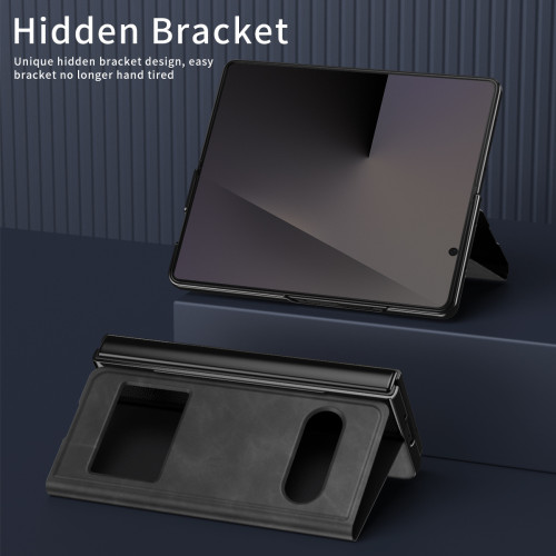 適用三星fold7手機殼折曡FOLD6保護套純色素皮5G商務全包防摔皮套