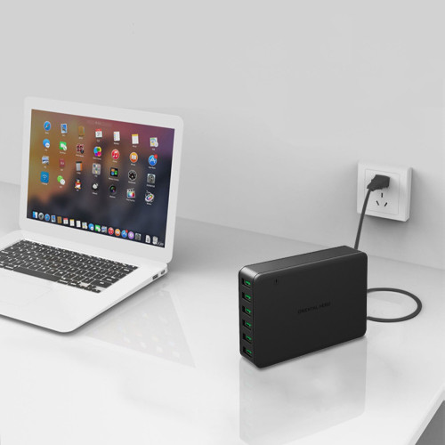 60W桌面充電器 6口多功能辦公室桌面充電站多口USB手機充電頭