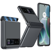 適用摩托羅拉Razr40手機殼膚感噴油皮革殼膜中軸鉸鏈Ultra保護套