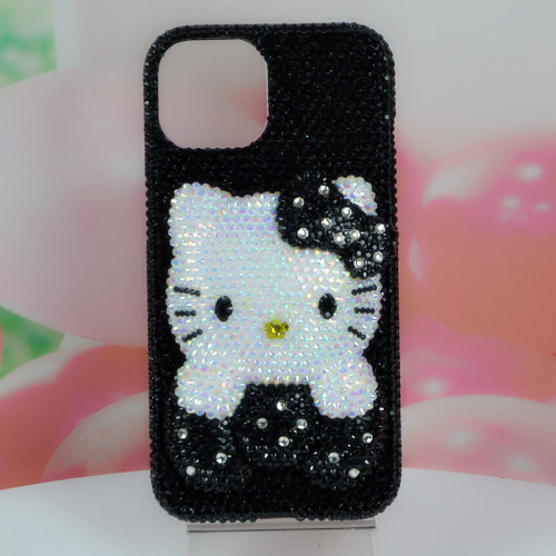 適用iPhone11 121314proMax黑色KT貓蘋果78plus Xs 6XR手機殼水鑽