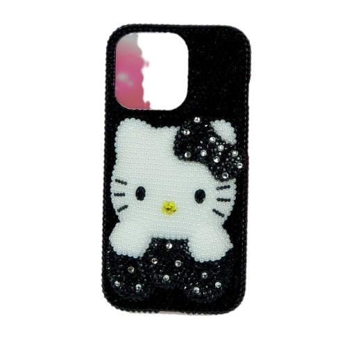 適用iPhone11 121314proMax黑色KT貓蘋果78plus Xs 6XR手機殼水鑽