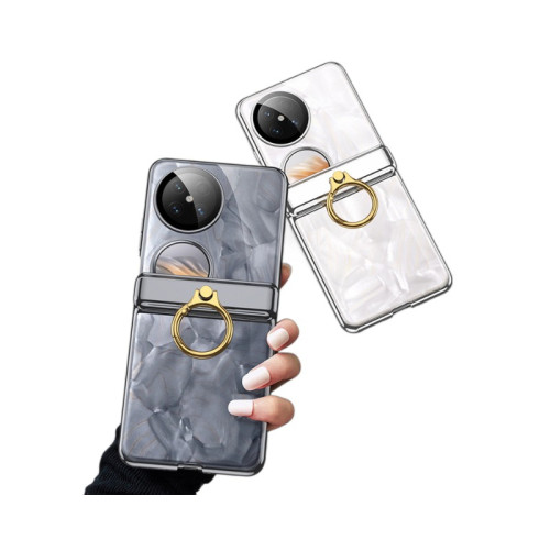 適用華爲Pocket 2電鍍透明手機殼pocket2中軸磁吸折曡全包保護套