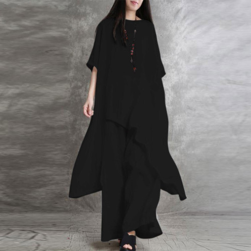 2025大碼韓版女裝2件套休閒裝運動服套裝短袖O領上衣長褲