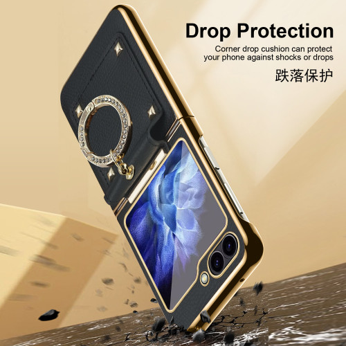 爆款適用三星zflip6電鍍指環支架防摔手機殼日韓flip5保護殼