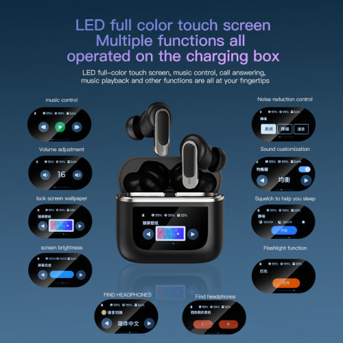 Cross-border V8 touch color screen Bluetooth earphones