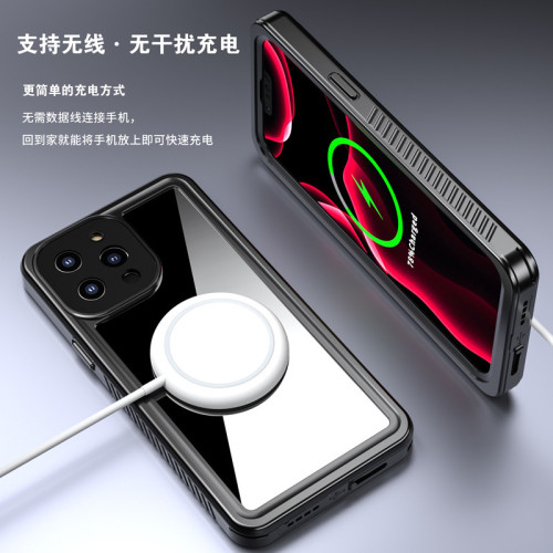 紅辣椒防水殼適用於 蘋果13promax防水手機殼 IP68潛水防摔保護套