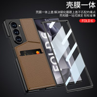 新款適用三星z fold6 時尚風手機保護套碳纖維卡包支架皮套