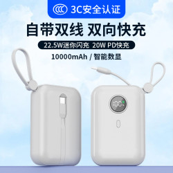 2024新款充電寶雙向超級快充自帶線迷你小巧可攜式一萬安培充電寶3C