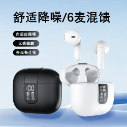 2025新款混合降噪藍牙耳機電顯示屏六麥半入耳ANC ENC抗風噪耳機