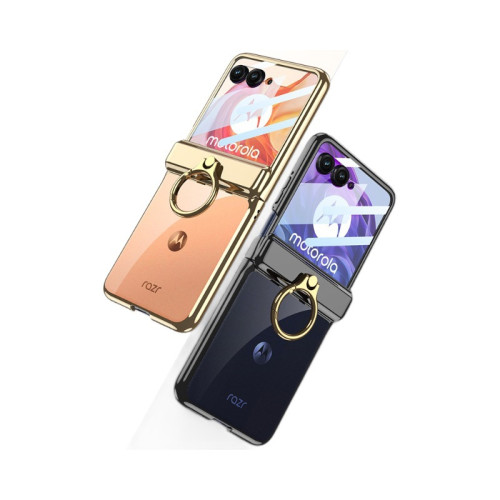 適用摩托羅拉razr50手機殼磁吸幻影指環moto50ultra超薄透明電鍍