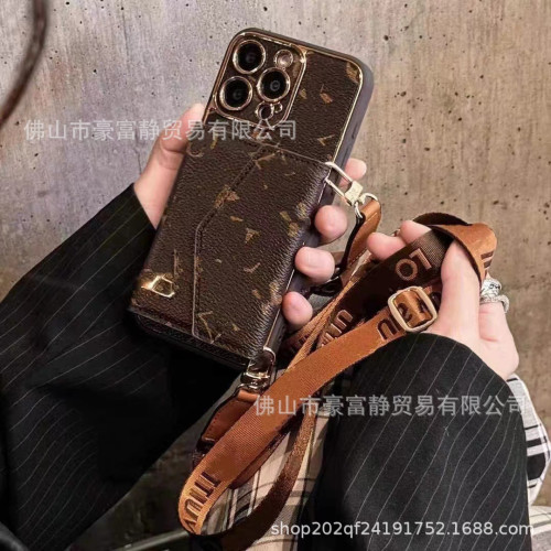 斜背風琴卡包手機殼適用iPhone15promax皮質高級感14pro電鍍12/13