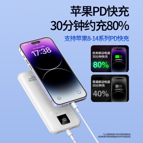 【3C國標認証】自帶四線66W快充充電寶可上飛機可攜式行動電源