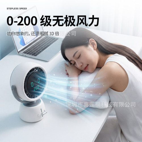 Temu爆款Ai人臉追蹤迷你小風扇F08創意數顯降溫製冷200檔調節