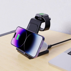 支架三合一無線充電器適用蘋果安卓無線充兼容蘋果三星手錶同時充