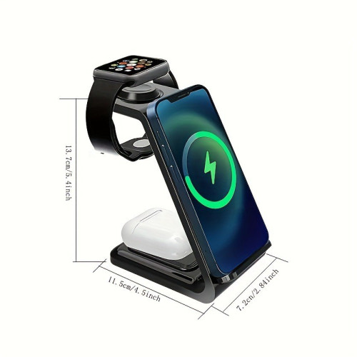支架三合一無線充電器適用蘋果安卓無線充兼容蘋果三星手錶同時充