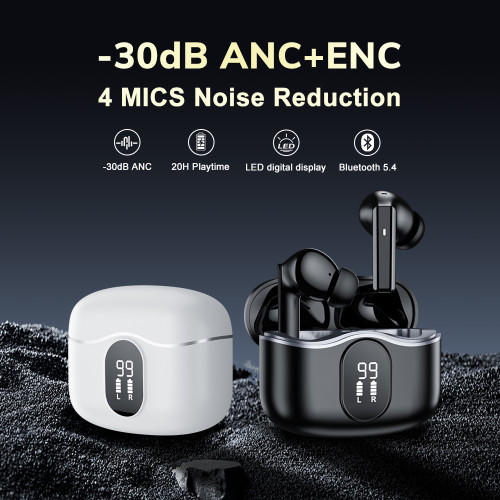 伽德仕M18外顯屏無線藍牙耳機降噪混合餽ANC+ENC深度降噪半入耳式