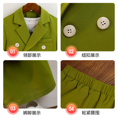 兒童西裝春夏新款韓版西服男童時尚休閒套裝生日演出比賽攝影禮服