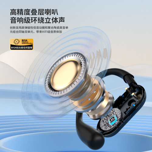 爆款AI翻譯開放式LED顯示屏掛耳式OWS藍牙耳機Q16pro無線降噪運動