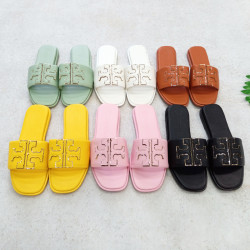TB拖鞋女2025夏季新款一字拖沙灘休閒歐美跨境皮革涼拖鞋slippers