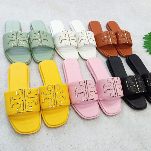 TB拖鞋女2025夏季新款一字拖沙灘休閒歐美皮革涼拖鞋slippers