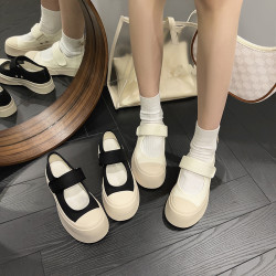 法式瑪麗珍女鞋新款zhao露思mono同款醜萌涼鞋大頭厚底女士帆布鞋
