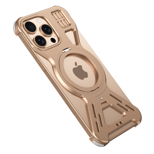 旋轉磁吸支架適用蘋果16promax手機殼散熱鏤空鋁合金iphone15無邊