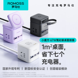 羅馬仕65W桌面小魔方多孔充電轉換器插排手機筆電氮化鎵快充頭