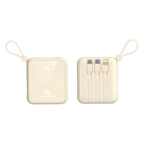 快充120W自帶線充電寶輕巧便捷不虛標數顯行動電源禮品智能快充