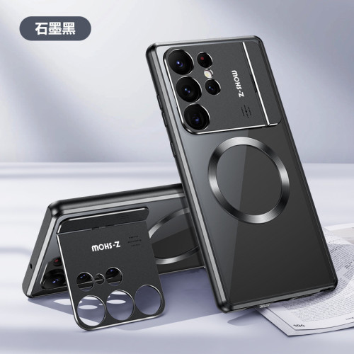 適用三星S25Ultra支架手機殼S24Ultra鋁合金香薰殼S23U磁吸殼