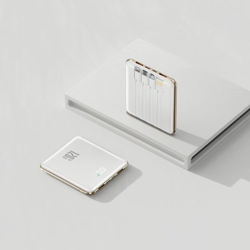 新款電鍍鏡面120W超級快充自帶線充電寶電量數顯超薄小巧行動電源