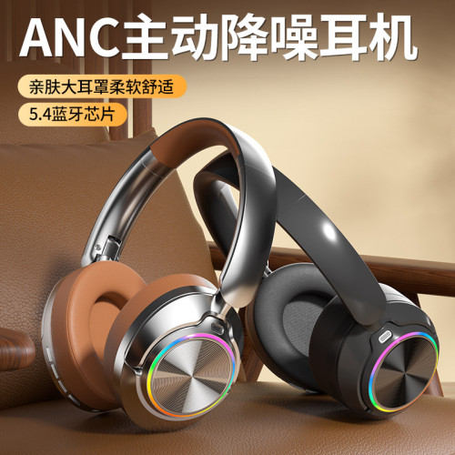 新款ANC主動降噪耳機頭戴式復古金屬爆款