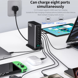 爆款丨高級520W充電器充電寶快充頭8口桌面充電站AI數顯