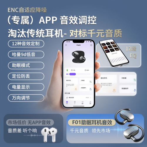 爆款雙軸轉掛耳式tws藍牙耳機高音質定位智能APP降噪耳機