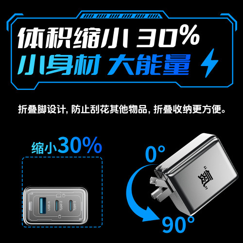 倍魔65W氮化鎵機甲充電器超級快充適用蘋果華爲安卓多口PD充電頭.