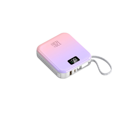 迷你可攜式120W超級快充3C國標認証行動電源自帶線3C充電寶起定
