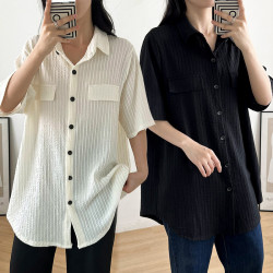 9287短袖襯衫夏季胖mm大碼300斤寬松A版顯瘦外套休閒風韓版潮