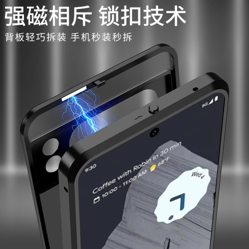 谷歌金屬彈力釦手機殼高清透明PC背版pixe17保護殼pixe18a保護套