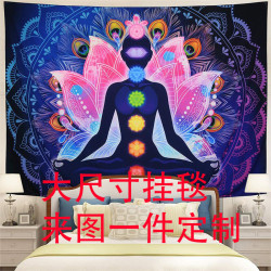 定制跨境專攻波西米亞掛毯超大3*3米骷髏星空花卉背景掛布壁 掛毯