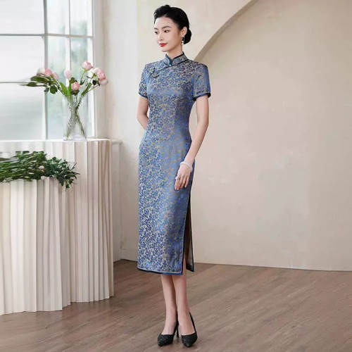 新中式真絲旗袍夏女2025新款短袖復古改良桑蠶絲連衣裙年輕款顯瘦