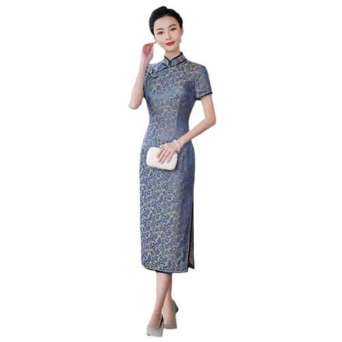 新中式真絲旗袍夏女2025新款短袖復古改良桑蠶絲連衣裙年輕款顯瘦