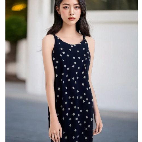 淺美奈醋酸吊帶裙女2025新款連衣裙夏季背心裙子女日系女裝