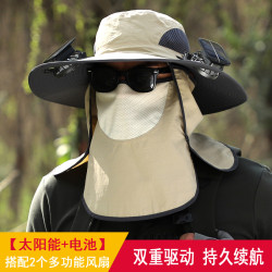 太陽能風扇帽子戶外大沿遮陽帽防曬速乾釣魚帽男可充電大風力迷你