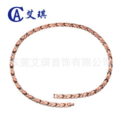 跨境爆款紅銅項鏈小衆設計菠蘿紋磁石銅項鏈簡約時尚魚仔紅銅項鏈